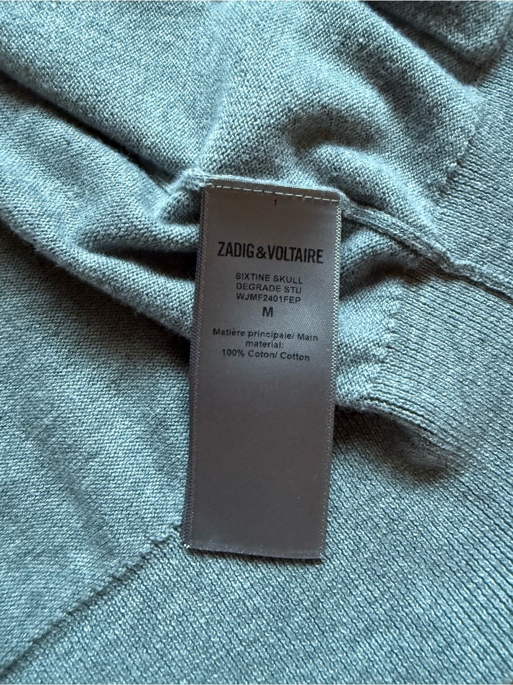 ⚜️ ZADIG & VOLTAIRE GRAY MEDIUM SKULL RHINESTONE ZIP UP HOODIE ⚜️ - Picture 7 of 14